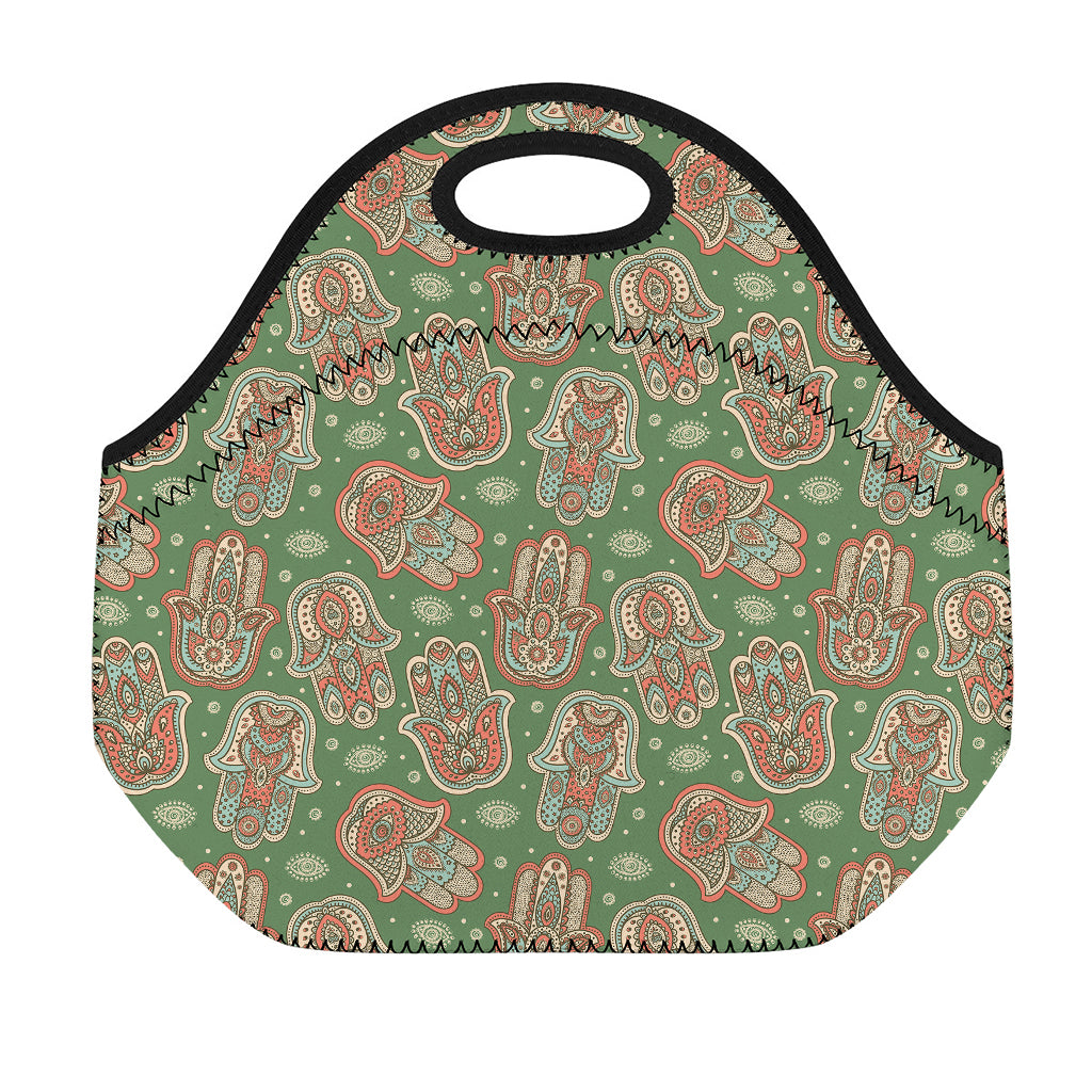 Indian Hamsa Pattern Print Neoprene Lunch Bag