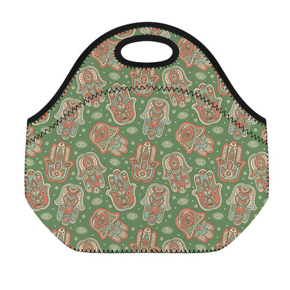 Indian Hamsa Pattern Print Neoprene Lunch Bag