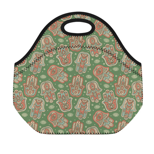 Indian Hamsa Pattern Print Neoprene Lunch Bag