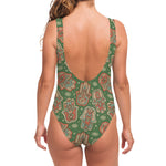 Indian Hamsa Pattern Print One Piece Swimsuit