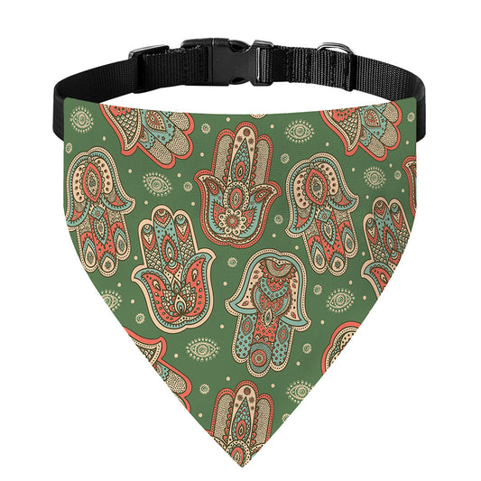 Indian Hamsa Pattern Print Over The Collar Dog Bandana