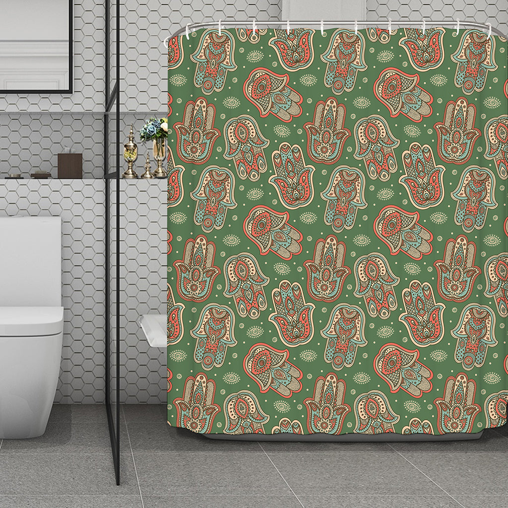 Indian Hamsa Pattern Print Polyester Shower Curtain