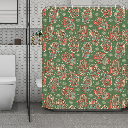 Indian Hamsa Pattern Print Polyester Shower Curtain
