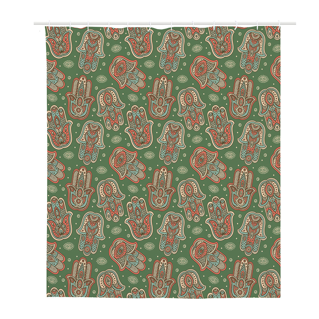 Indian Hamsa Pattern Print Polyester Shower Curtain