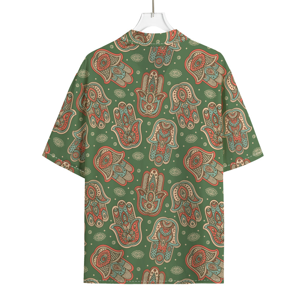 Indian Hamsa Pattern Print Rayon Hawaiian Shirt