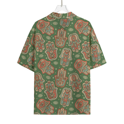 Indian Hamsa Pattern Print Rayon Hawaiian Shirt