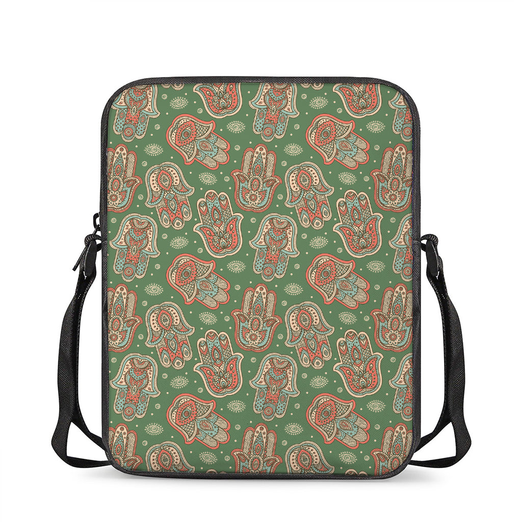 Indian Hamsa Pattern Print Rectangular Crossbody Bag