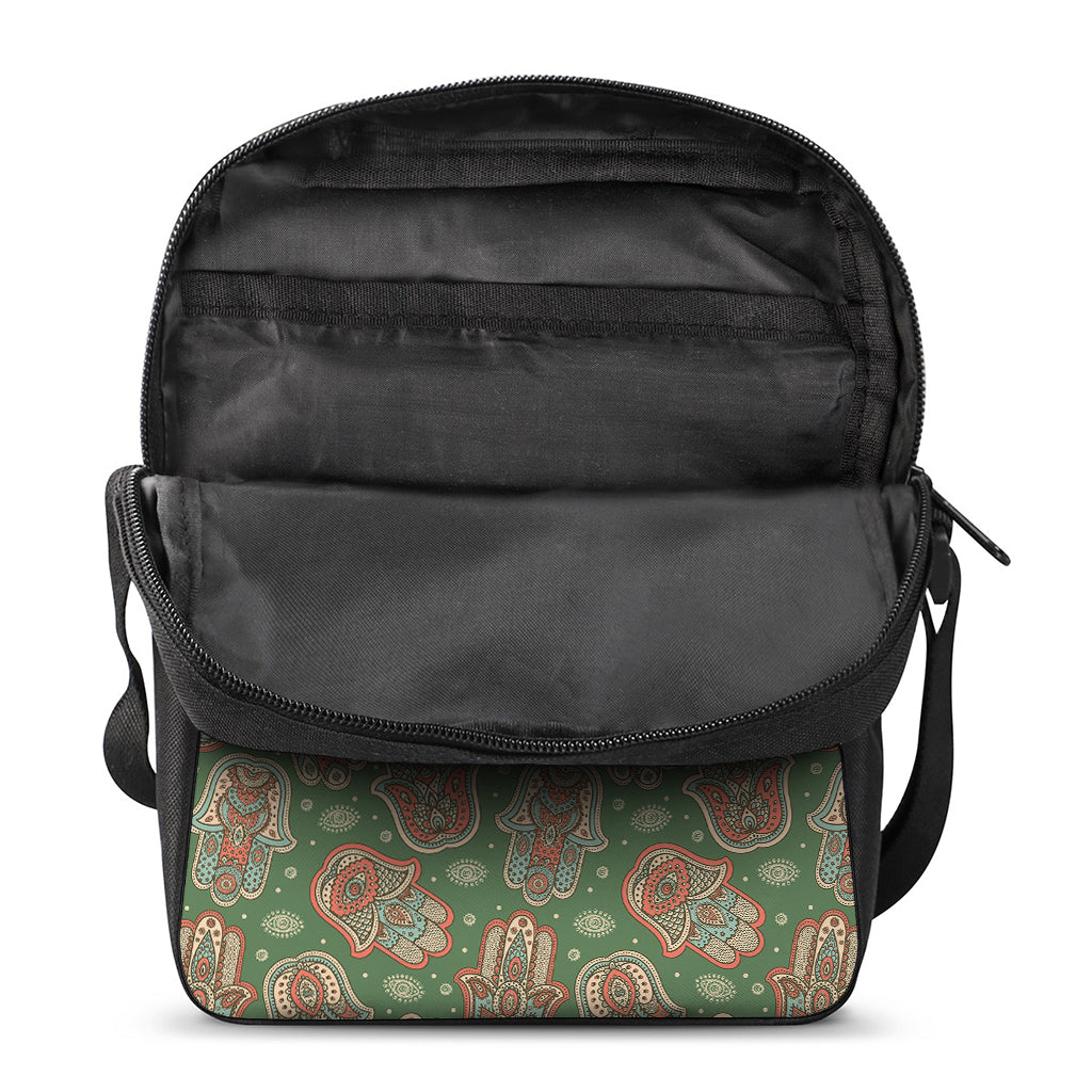 Indian Hamsa Pattern Print Rectangular Crossbody Bag