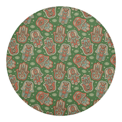 Indian Hamsa Pattern Print Round Blanket