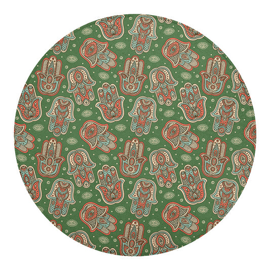 Indian Hamsa Pattern Print Round Blanket