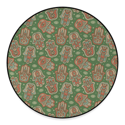 Indian Hamsa Pattern Print Round Floor Mat
