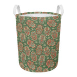 Indian Hamsa Pattern Print Round Laundry Basket