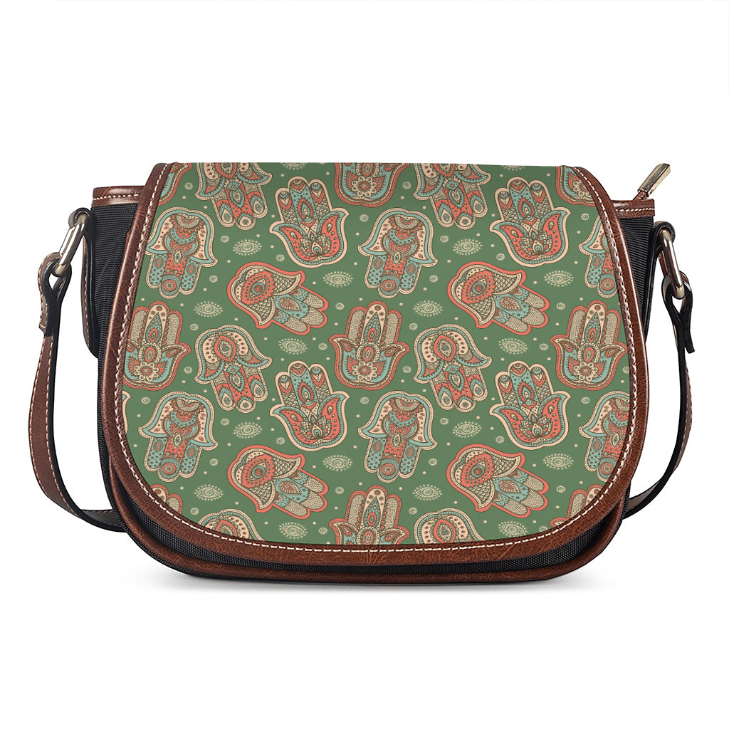 Indian Hamsa Pattern Print Saddle Bag