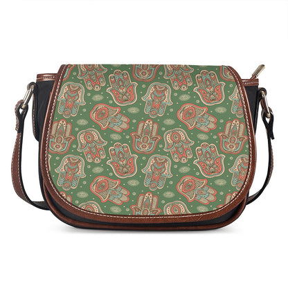 Indian Hamsa Pattern Print Saddle Bag