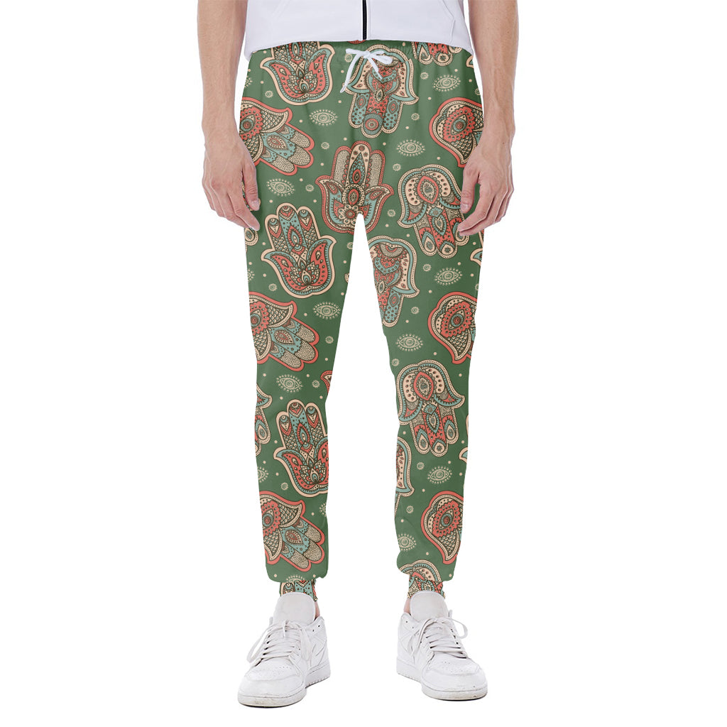 Indian Hamsa Pattern Print Scuba Joggers