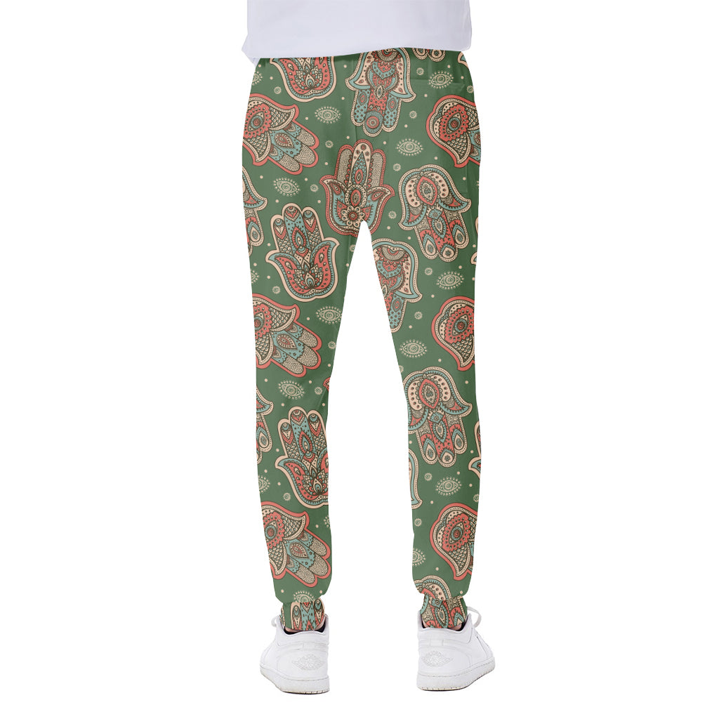 Indian Hamsa Pattern Print Scuba Joggers