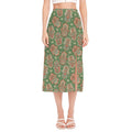 Indian Hamsa Pattern Print Side Slit Midi Skirt