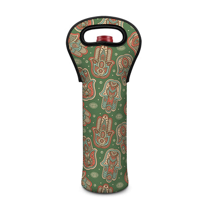 Indian Hamsa Pattern Print Single Neoprene Wine Tote