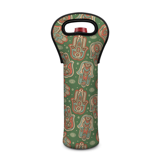 Indian Hamsa Pattern Print Single Neoprene Wine Tote
