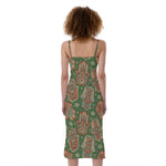Indian Hamsa Pattern Print Slim Fit Midi Cami Dress