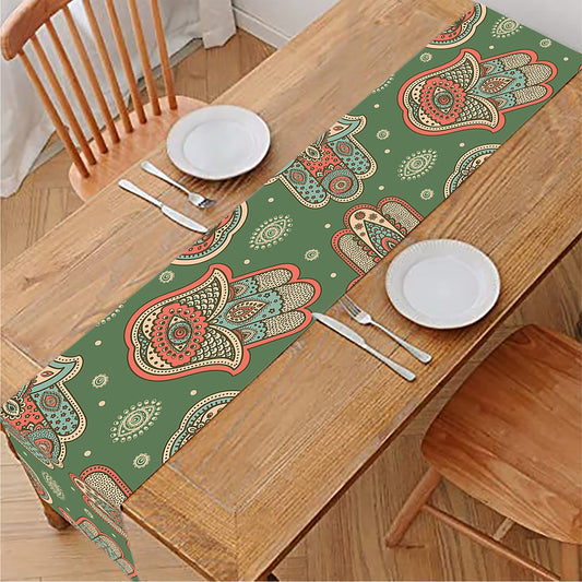 Indian Hamsa Pattern Print Table Runner