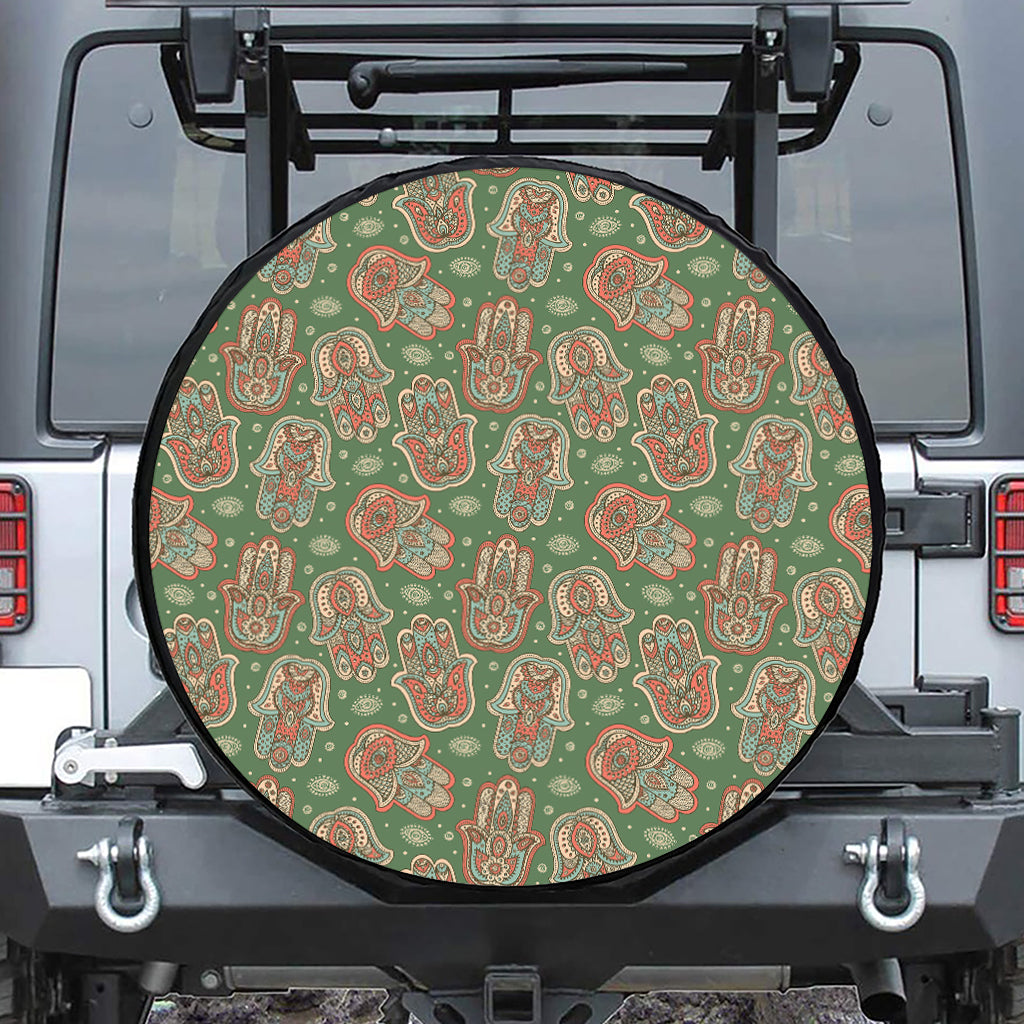 Indian Hamsa Pattern Print Tire Cover