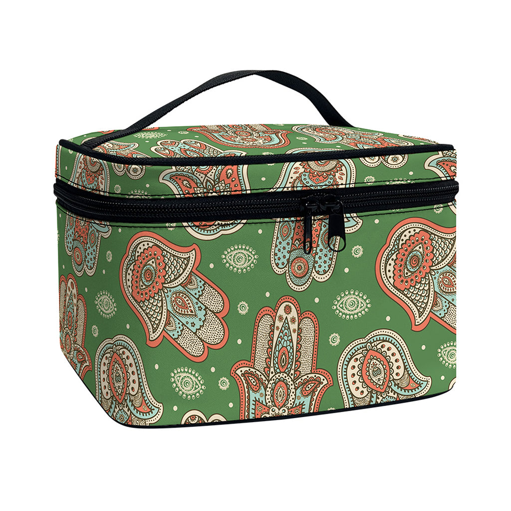 Indian Hamsa Pattern Print Travel Makeup Bag