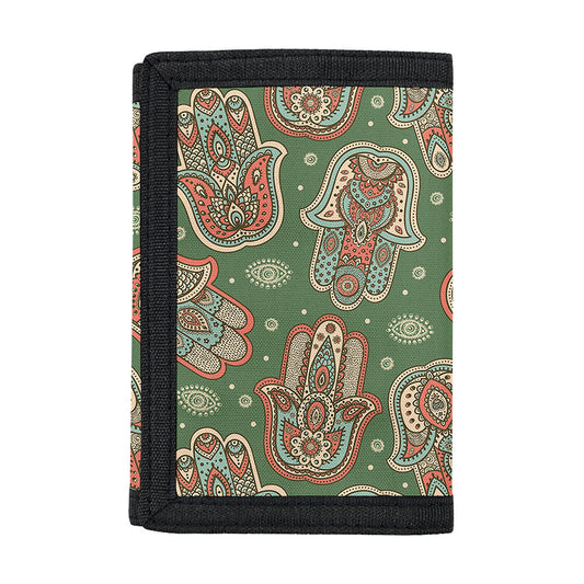 Indian Hamsa Pattern Print Trifold Wallet