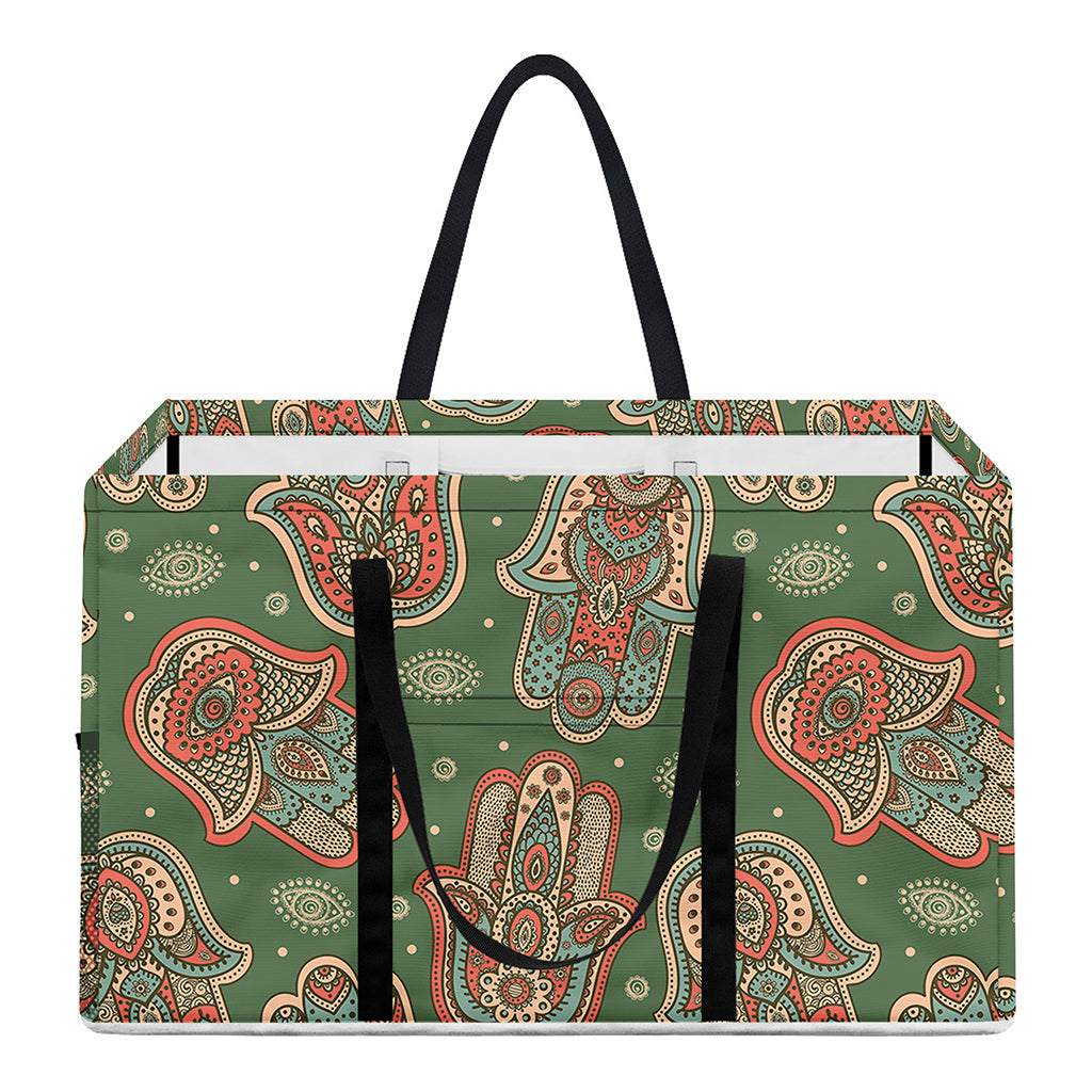 Indian Hamsa Pattern Print Utility Tote Bag