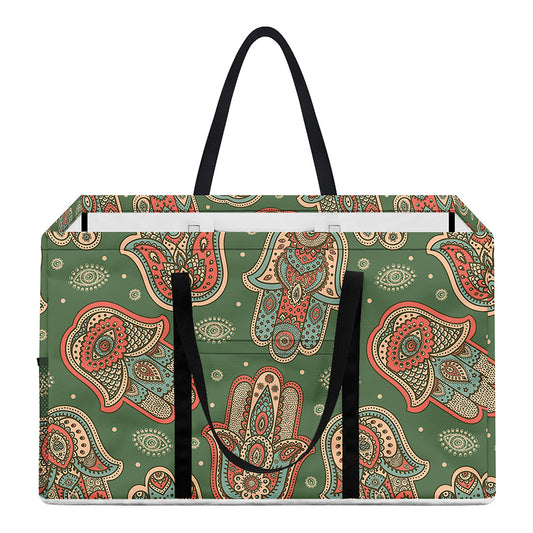 Indian Hamsa Pattern Print Utility Tote Bag