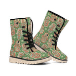 Indian Hamsa Pattern Print Winter Boots