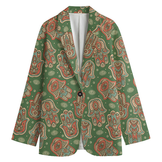 Indian Hamsa Pattern Print Women's Blazer
