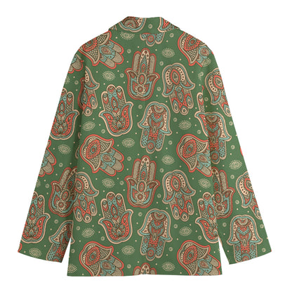 Indian Hamsa Pattern Print Women's Blazer