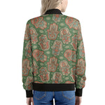 Indian Hamsa Pattern Print Women's Bomber Jacket