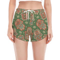 Indian Hamsa Pattern Print Women's Split Running Shorts