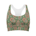 Indian Hamsa Pattern Print Women's Sports Bra