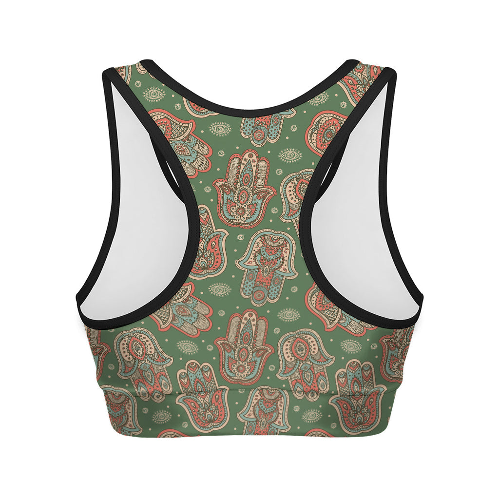 Indian Hamsa Pattern Print Women's Sports Bra