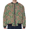 Indian Hamsa Pattern Print Zip Sleeve Bomber Jacket