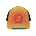 Indian Om Sign Print Black Mesh Trucker Hat