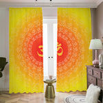 Indian Om Sign Print Blackout Pencil Pleat Curtains