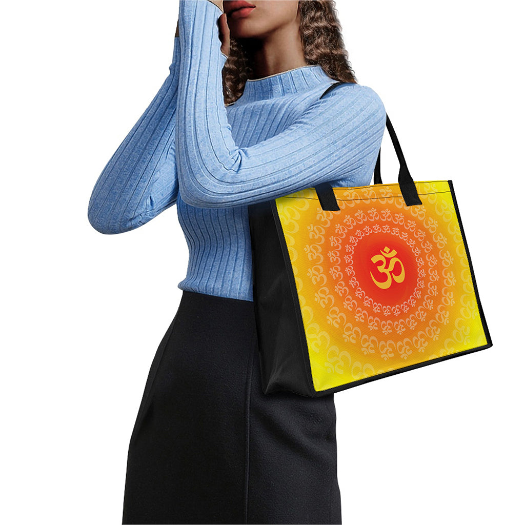 Indian Om Sign Print Canvas Tote Bag