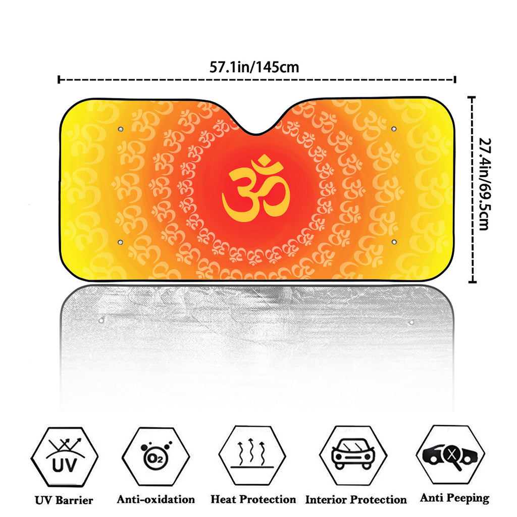Indian Om Sign Print Car Windshield Sun Shade