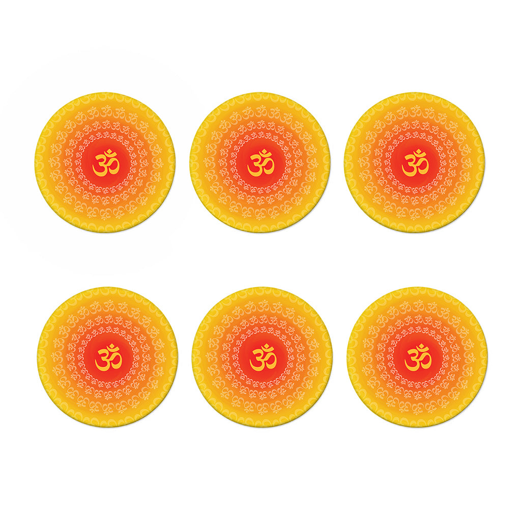 Indian Om Sign Print Coaster Set
