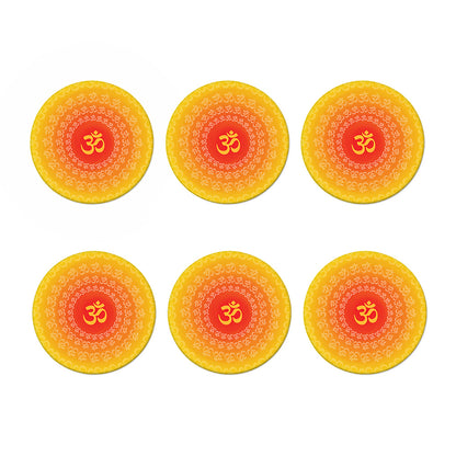 Indian Om Sign Print Coaster Set