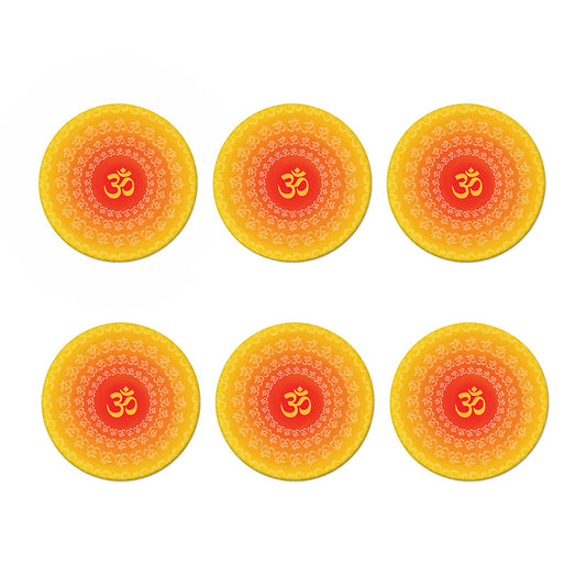 Indian Om Sign Print Coaster Set