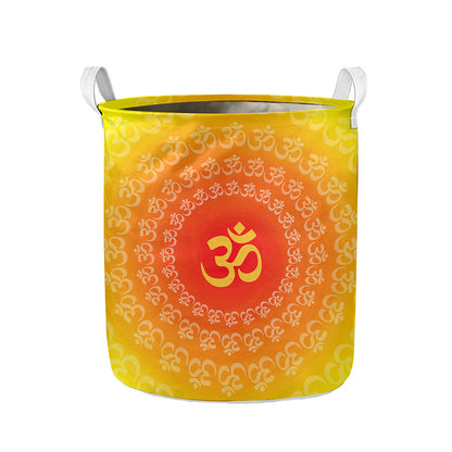 Indian Om Sign Print Collapsible Laundry Basket