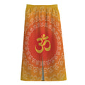 Indian Om Sign Print Cotton Front Slit Maxi Skirt
