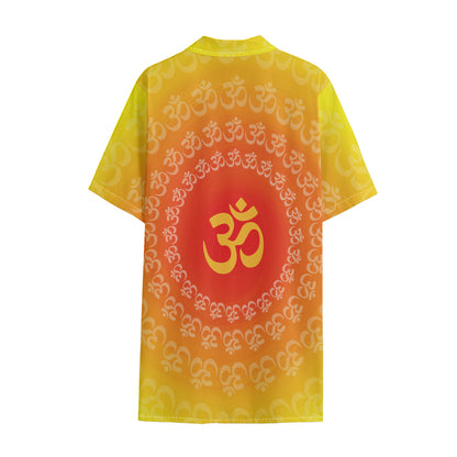 Indian Om Sign Print Cotton Hawaiian Shirt