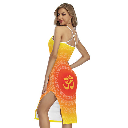 Indian Om Sign Print Cross Back Cami Dress