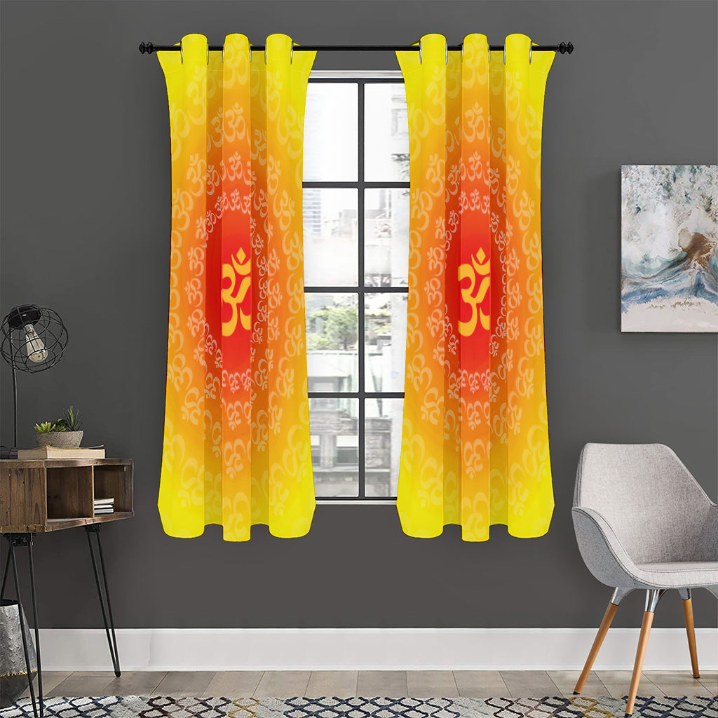 Indian Om Sign Print Curtain